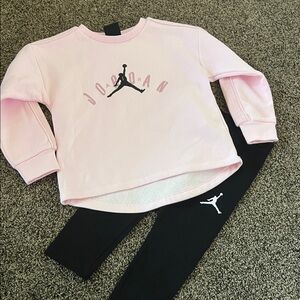 Jordan Pink Crew Sweatshirt with Black Jumpman Leggings